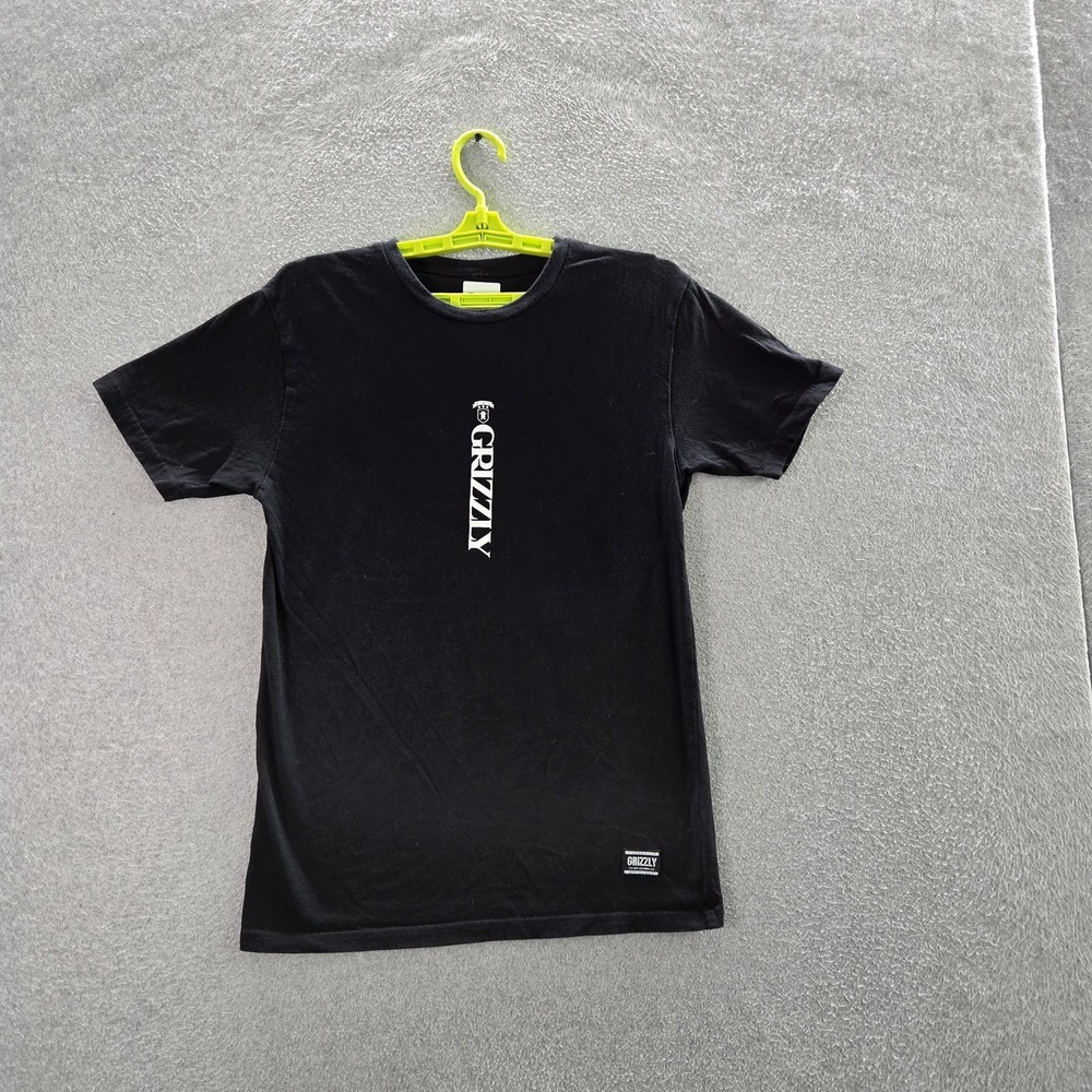 Grizzly Men Shirt‎ M Black Short Sleeve Logo Crew Neck Tee